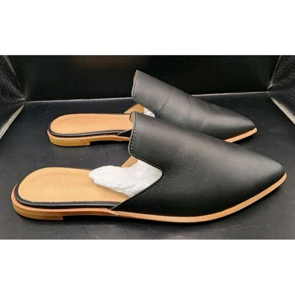NIB Madewell The Gemma Mule Black Leather G8388 Cloudlift Padding Pointed Toe 7 - Picture 4 of 10